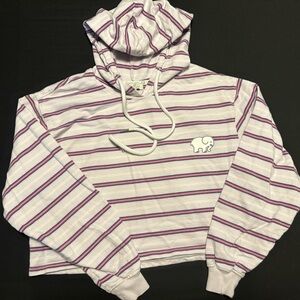 Ivory Ella Crop Elephant Hoodie Pink Striped